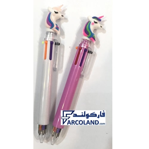 خودکار روان نویس 6 رنگ طرح اسب تک شاخ کد 3155