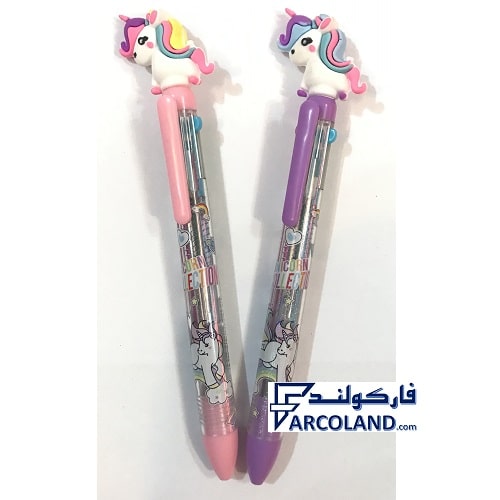 خودکار روان نویس 4 رنگ طرح اسب تک شاخ کد QM618
