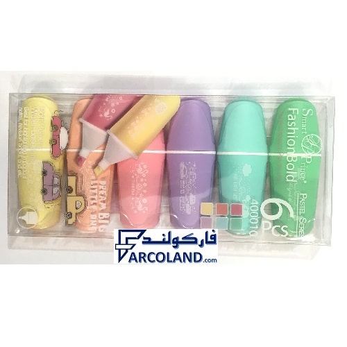 ماژیک هایلایتر پاستیلی بسته ای فانتزی 6 رنگ مدل Fashion Bold کد 400010