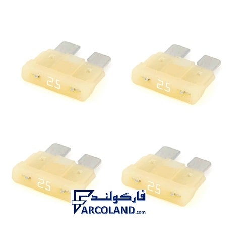 فیوز خودرو دو شاخ ژاپنی اصل 25 آمپر خردلی رالیا Raliya کد R4228 | بسته 4 عددی | بزرگ