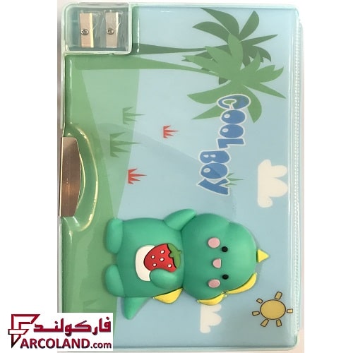 جامدادی کتابی بزرگ آهنربایی اسکوییشی دار طرح دایناسور فانتزی پسرانه | کد XPM55310-2 | تراش دار