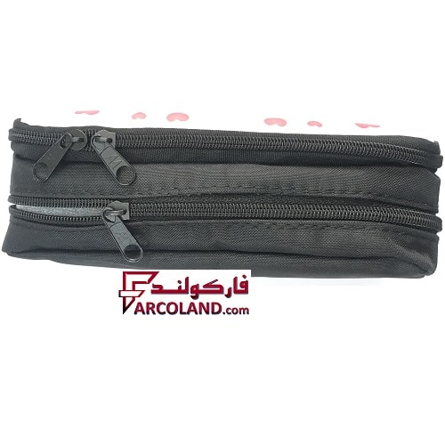 جامدادی پارچه ای متین کد 1-301 طرح جوجه و کرگدن | Matin pencil case | دو زیپ