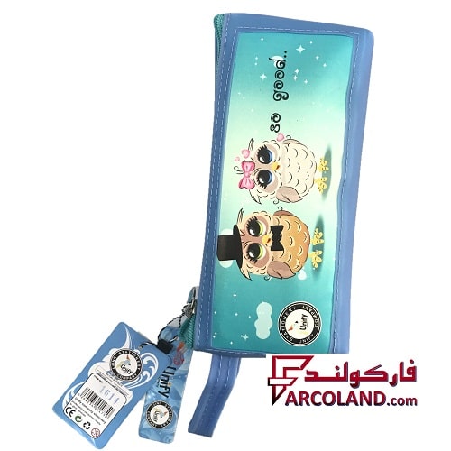 جامدادی یونی فای کد 2-1614 طرح جغد آبی رنگ | Unify pencil case | تک زیپ