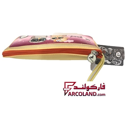 جامدادی یونی فای کد 4-1614 طرح جغد زرد رنگ | Unify pencil case | تک زیپ
