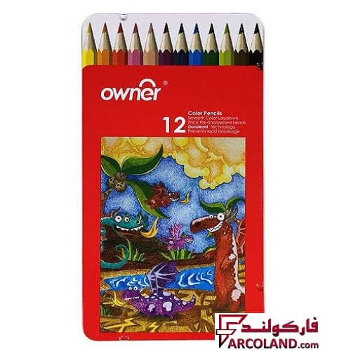 مداد رنگی 12 رنگ اونر مدل 141712 | جعبه فلزی | Owner colour pencil