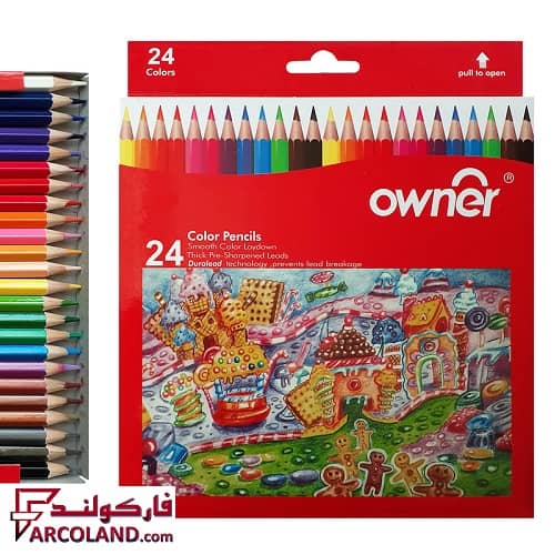 مداد رنگی 24 رنگ اونر مدل 141624 | جعبه مقوایی | Owner colour pencil