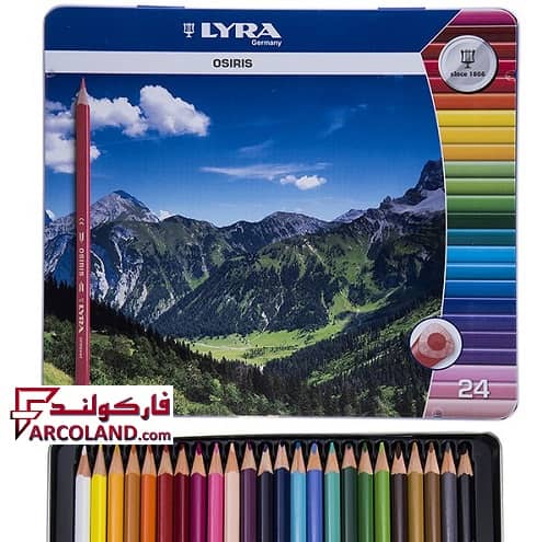 مداد رنگی 24 رنگ لیرا اصل آلمان مدل 2521253 | جعبه فلزی | Lyra colour pencil Osiris