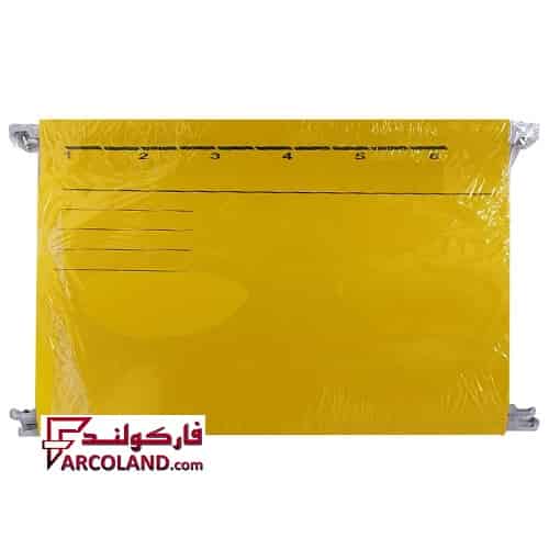 پوشه آویز مقوایی همراه با سیخ فلزی رنگ زرد بسته 10 عددی