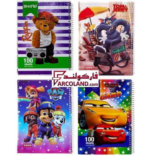 دفتر خط دار سیمی 100 برگ جلد سخت گالینگور طرح فانتزی پسرانه (فنری مشق)
