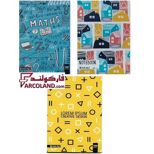 دفتر خط دار مشق ته دوخت 100 برگ مدل کلاسیک (طرح متنوع)