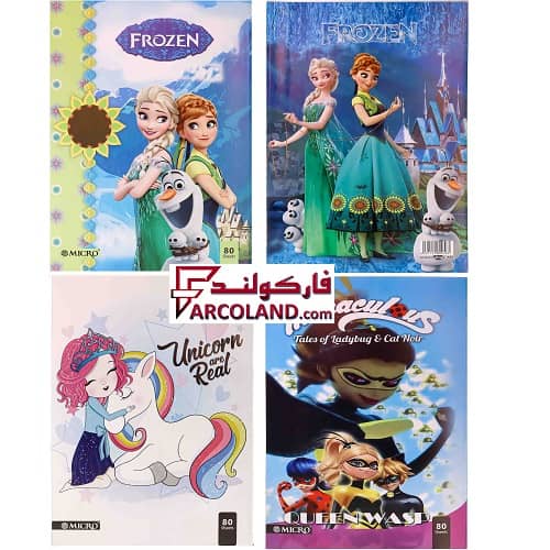 دفتر خط دار مشق ته دوخت 80 برگ مدل دخترانه (طرح متنوع)
