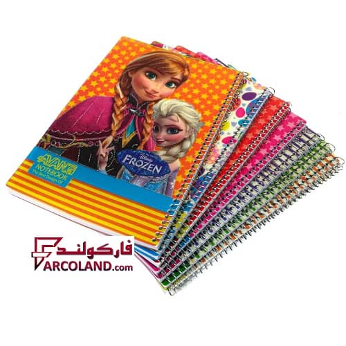 دفتر زبان سه خط سیمی 100 برگ جلد طلقی مدل دخترانه (فنری)