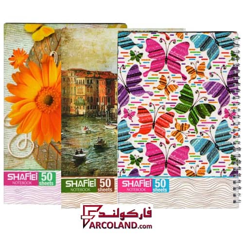 دفتر زبان سه خط سیمی 100 برگ جلد طلقی مدل کلاسیک (فنری)