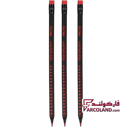 مداد قرمز فکتیس پاک کن دار مدل Red Galaxy بسته 3 عددی