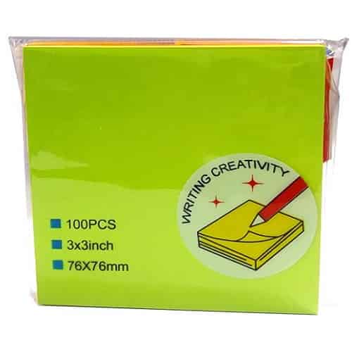 کاغذ یادداشت رنگی چسب دار سایز 7.5 × 7.5 بسته 100 برگی | استیک نوت
