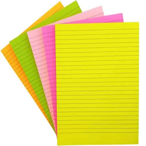 کاغذ یادداشت رنگی A6 چسب دار مدل خط دار سایز 100 × 145 میلی متر بسته 100 برگی | استیک نوت