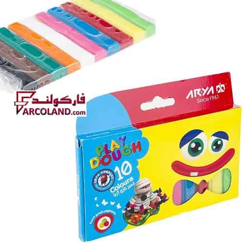 خمیر بازی 10 رنگ آریا جعبه مقوایی کد 1048