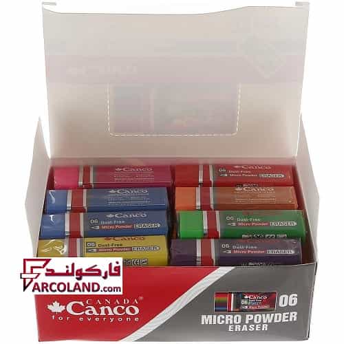 پاک کن رنگی کنکو Canco مدل میکرو پودر Micro Powder سایز بزرگ کد 06 بسته 32 عددی