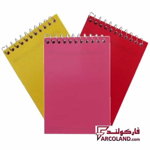 دفترچه یادداشت جلد طلقی رنگی ساده سایز 1/16 سیم از بالا 50 برگ بسته 12 عددی