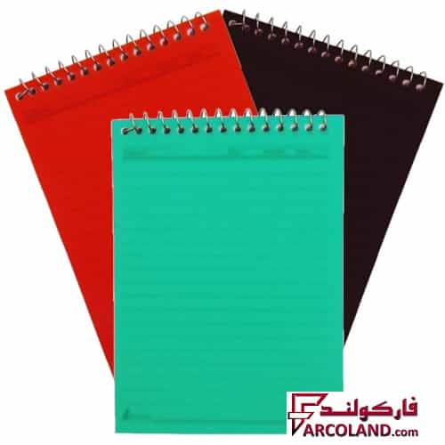 دفترچه یادداشت جلد طلقی رنگی ساده سایز 1/8 سیم از بالا 50 برگ بسته 12 عددی