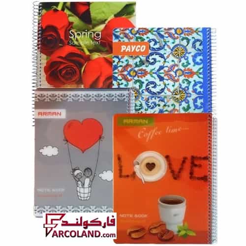دفتر سیمی جلد طلقی طرح کلاسیک 160 برگ | دفتر فارسی خط دار فنری
