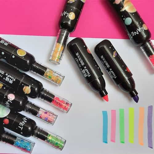 ماژیک هایلایت طرح کهکشانی بسته 6 رنگ کد DL-2028A | علامت گذار
