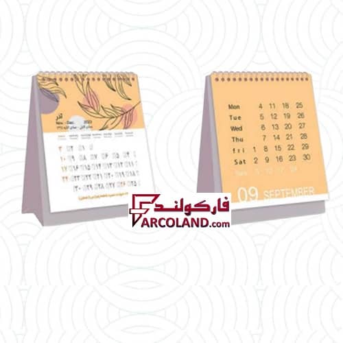 تقویم رومیزی مینی فنری ایستاده سال 1404 مدل مثلثی طرح لاتین و شمسی همراه استند