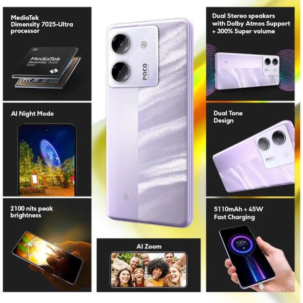 خرید اینترنتی و قیمت گوشی موبایل شیائومی مدل Poco M7 Pro 5G ظرفیت 128 گیگابایت رم 6 گیگابایت