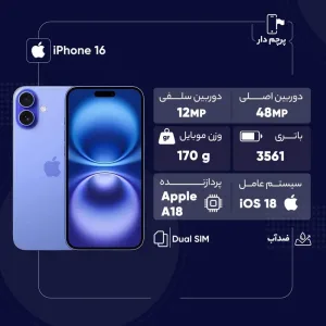 خرید اینترنتی و قیمت گوشی موبایل اپل iPhone 16
