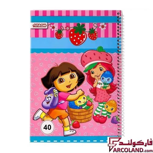 دفتر خط دار سیمی 40 برگ حاشیه دار جلد مقوایی مدل فانتزی دخترانه (فنری مشق)