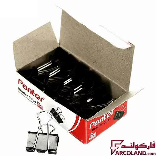 گیره کاغذ کلیپسی پنتر سایز 25 میلی متر بسته 12 عددی