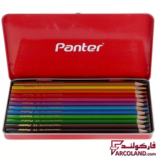 خرید اینترنتی و قیمت مداد رنگی 12 رنگ پنتر جعبه فلزی کد MCP103