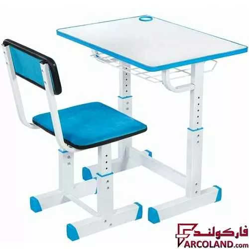 ست میز تحریر و صندلی مدل پیچی رنگ آبی