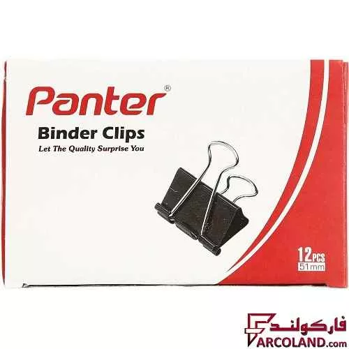 خرید اینترنتی و قیمت گیره کاغذ کلیپسی پنتر سایز 51 میلی متر بسته 12 عددی