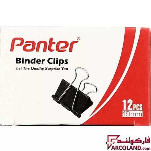 خرید اینترنتی و قیمت گیره کاغذ کلیپسی پنتر سایز 19 میلی متر بسته 12 عددی