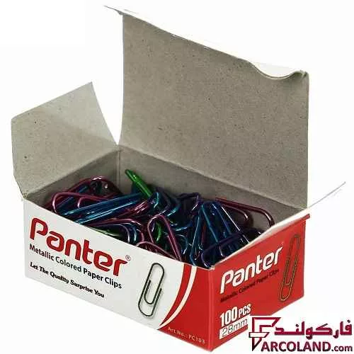 خرید اینترنتی و قیمت گیره کاغذ رنگی پنتر مدل متالیک کد PC103 بسته 100 عددی