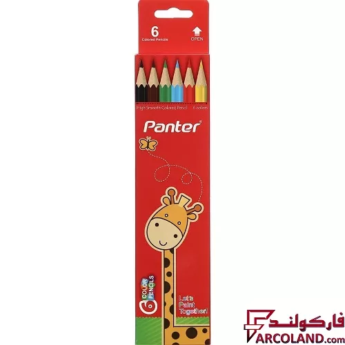 مداد رنگی 6 رنگ پنتر جعبه مقوایی کد PCP103