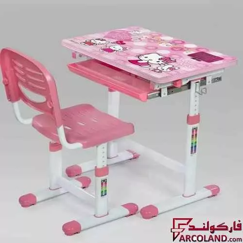 ست میز تحریر و صندلی مدل قابل تنظیم طرح کیتی کد 17