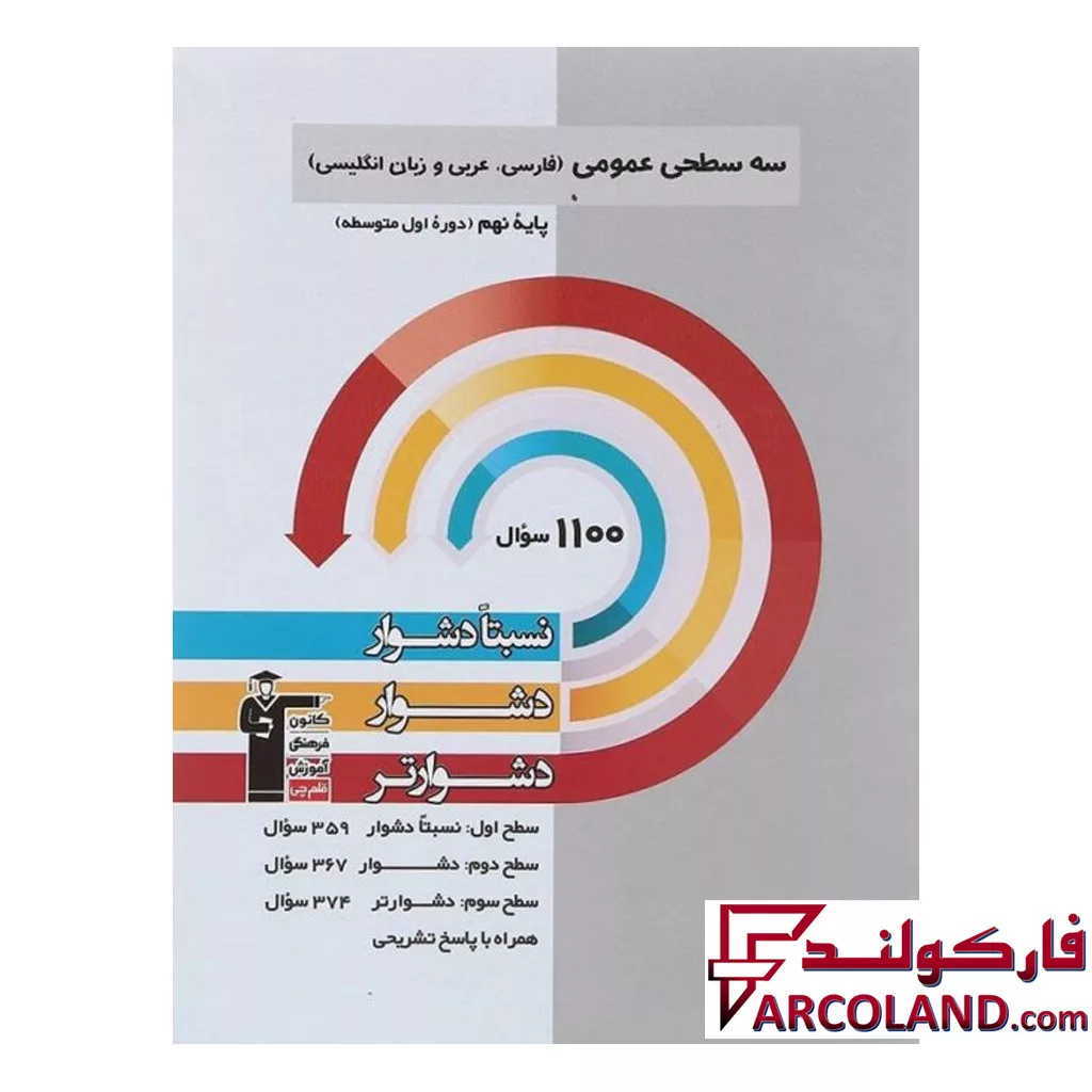 کتاب سه سطحی عمومی نهم فارسی و عربی و زبان انگلیسی قلم چی