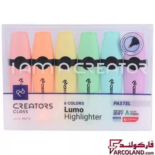 ماژیک هایلایتر لومو پاستیلی کریتورز کلاس Creators Class Pastel HLP-6 بسته 6 عددی