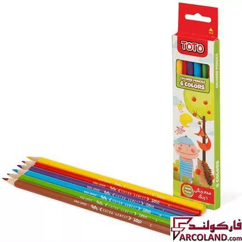 خرید اینترنتی و قیمت مداد رنگی 6 رنگ توتو جعبه مقوایی مدل Toto 1310