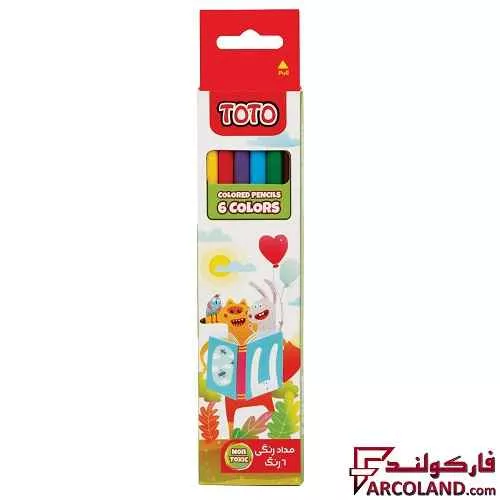 مداد رنگی 6 رنگ توتو جعبه مقوایی مدل Toto 1310