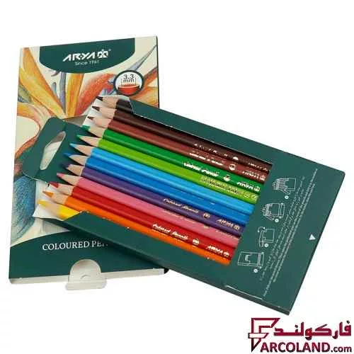 خرید اینترنتی و قیمت مداد رنگی 12 رنگ آریا جعبه مقوایی مدل Artist 3601