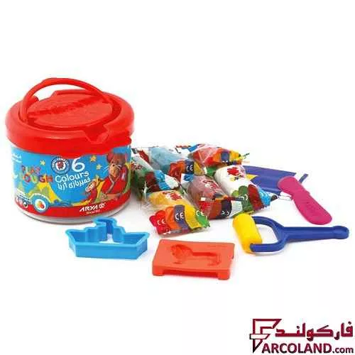 خرید اینترنتی و قیمت خمیر بازی سطلی 6 رنگ آریا مدل Arya 1001
