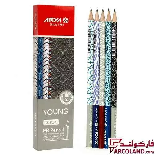 مداد مشکی طرح دار آریا مدل Arya 3044 بسته 12 عددی