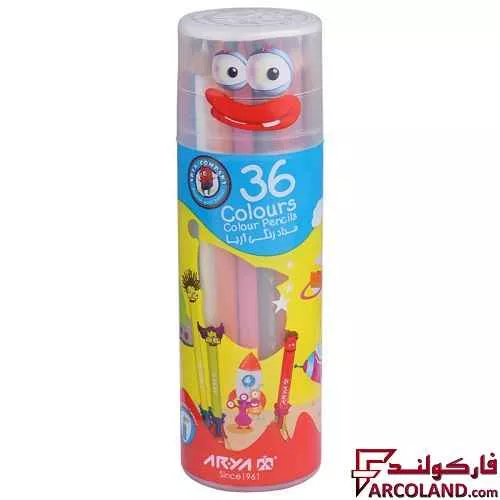 مداد رنگی 36 رنگ آریا جعبه استوانه ای کد Arya 3053