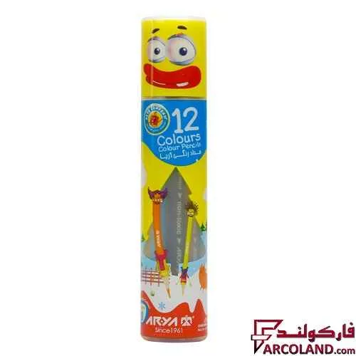 مداد رنگی 12 رنگ آریا جعبه استوانه ای کد Arya 3051