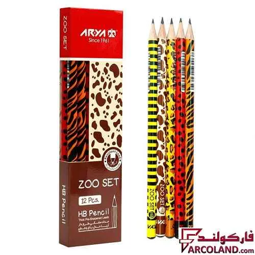 مداد مشکی طرح دار آریا مدل Arya 3045 بسته 12 عددی