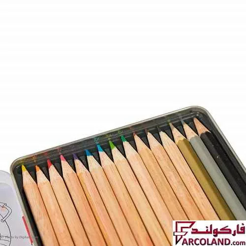 خرید اینترنتی و قیمت مداد رنگی 3+12 رنگ آریا جعبه فلزی کد Arya 3021