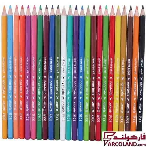 خرید اینترنتی و قیمت مداد رنگی 24 رنگ آریا جعبه استوانه ای کد Arya 3055